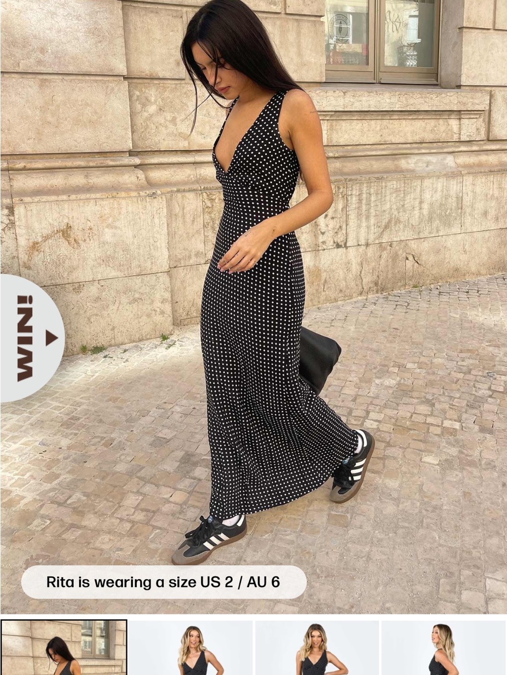Princess Polly Nellie Polka Dot V-Neck Maxi Dress - Black/White